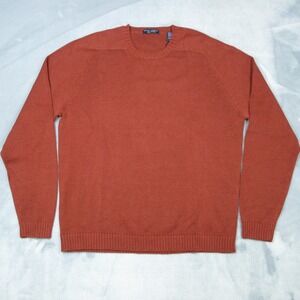 Grant Thomas Sweater Mens Large Rust Linen Cotton Blend Crewneck Pullover Raglan